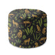 Round Pouf Footrest Panthers on Black-Oxford