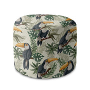 Round Pouf Footrest Toucans Jungle-Oxford