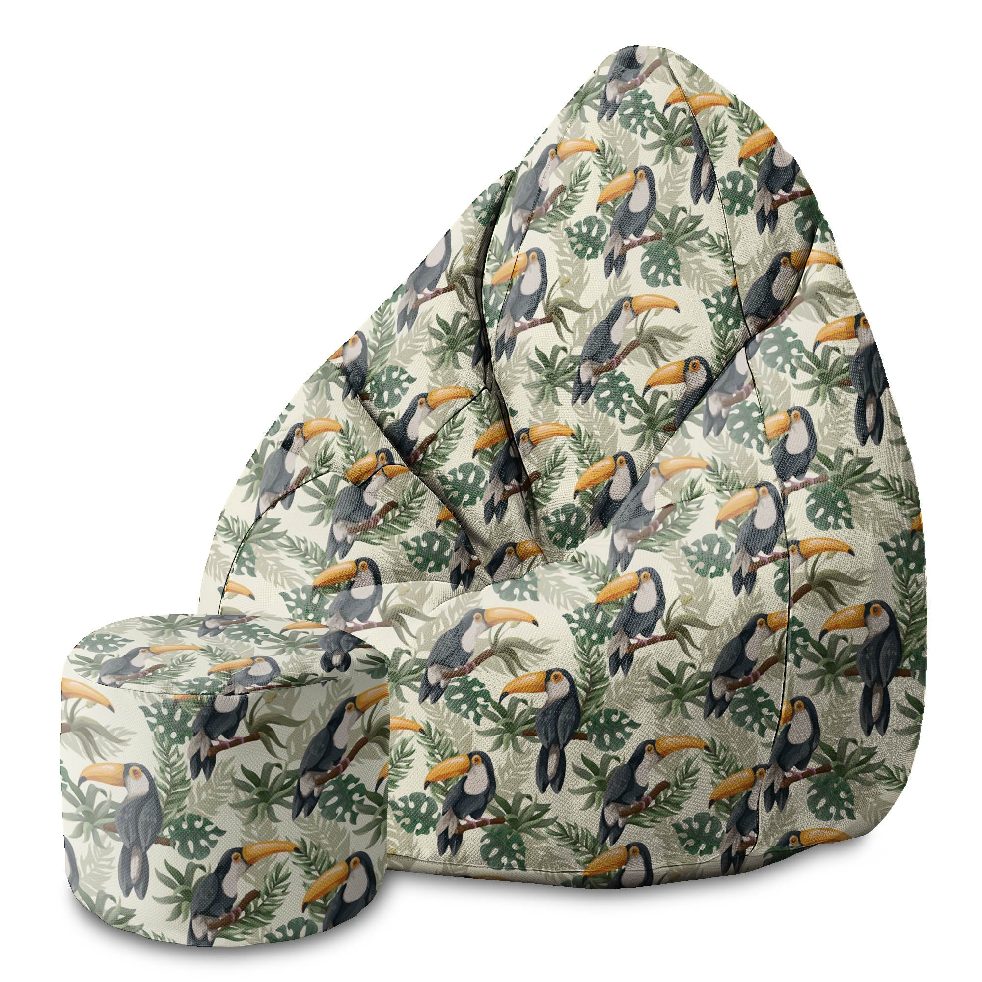 Round Pouf Footrest Toucans Jungle-Oxford