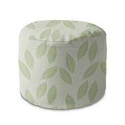 Round Pouf Footrest Light Green Leaves-Panama