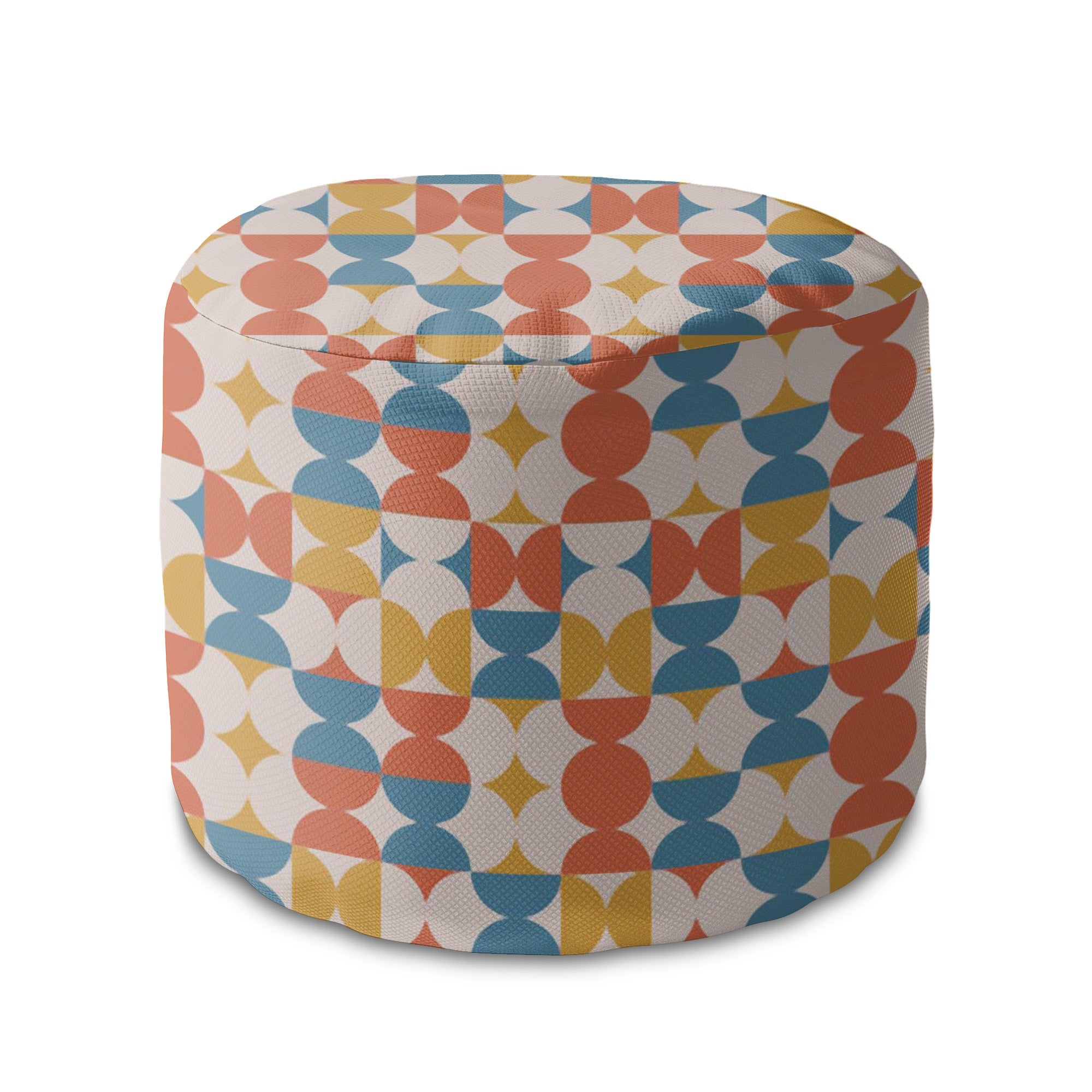 Round Pouf Footrest Geometric Retro