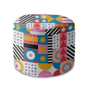 Round Pouf Footrest Geometric Mosaic-Oxford