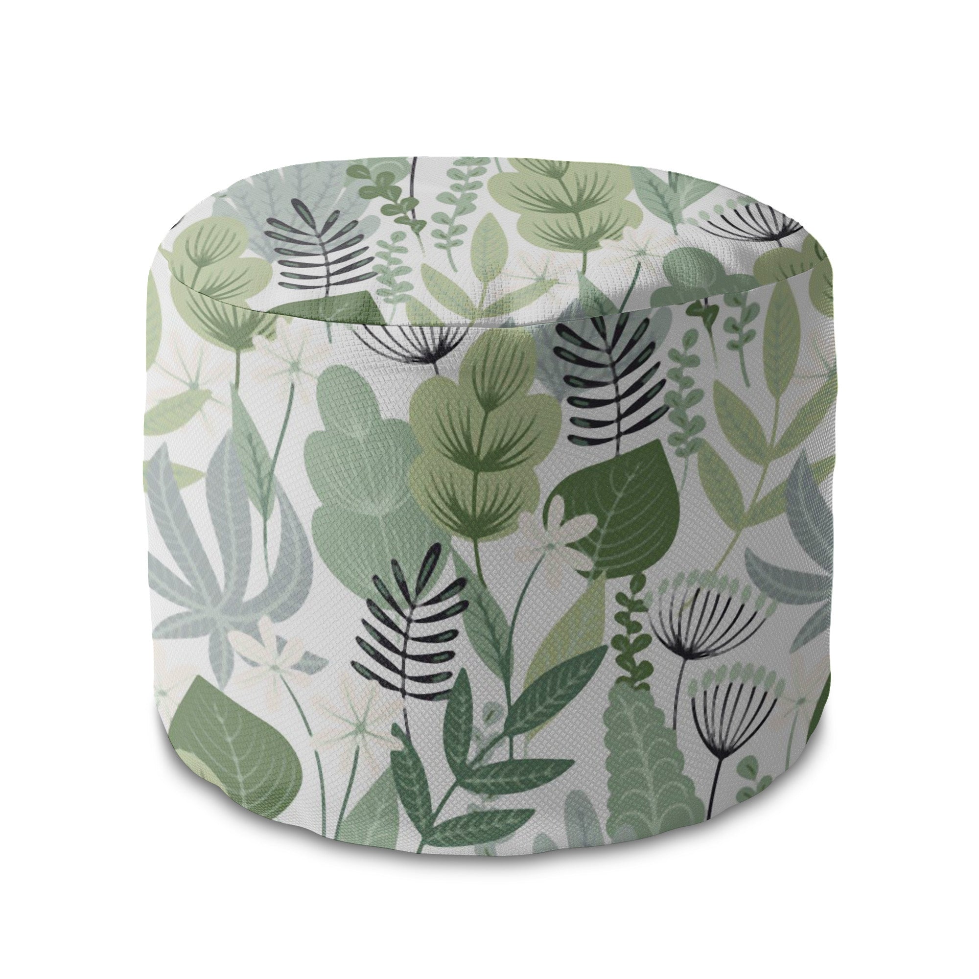 Round Pouf Footrest Flowers and Grass-Oxford