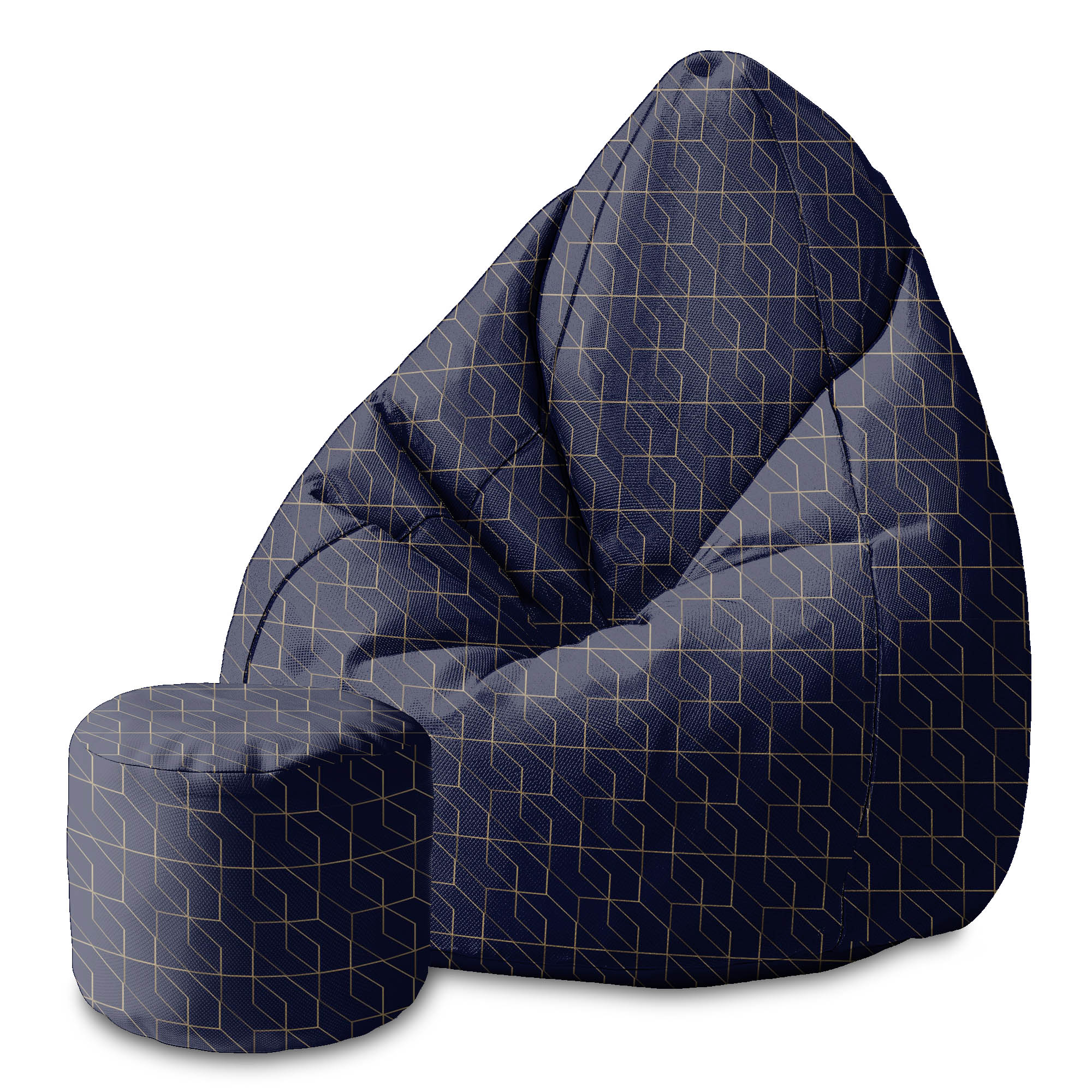 Round Pouf Footrest Gold Luxury Pattern-Oxford
