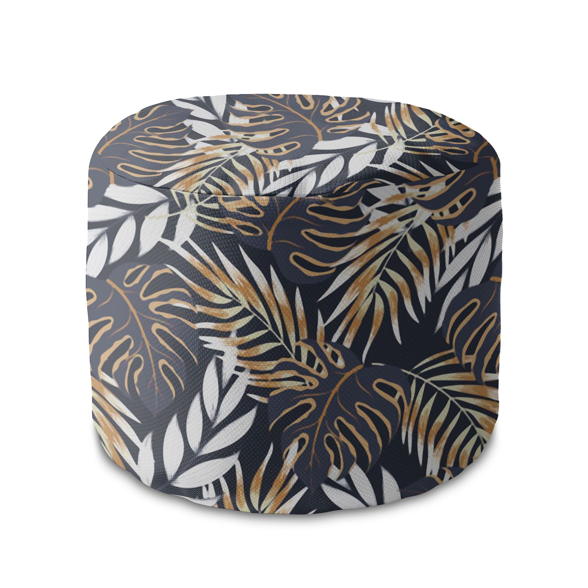 Round Pouf Footrest Golden Leaves-Oxford