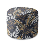 Round Pouf Footrest Golden Leaves-Panama