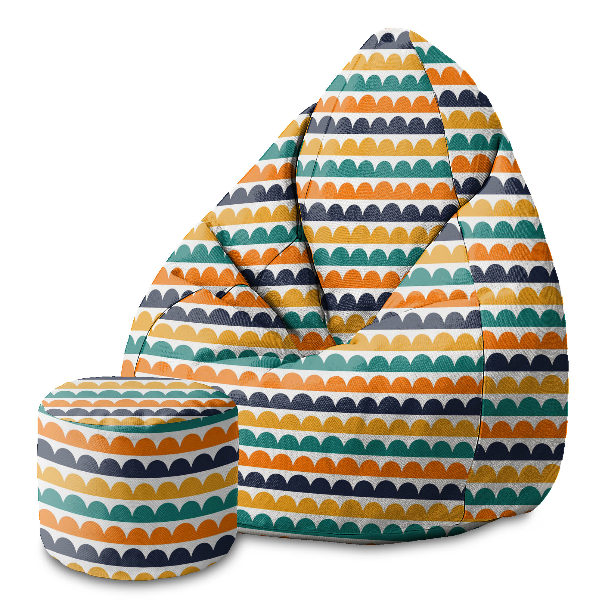 Round Pouf Footrest Abstract Half Dots