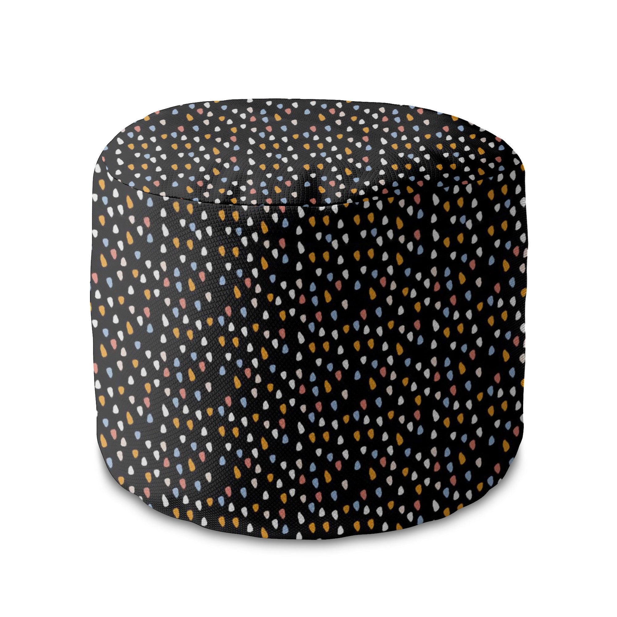 Round Pouf Footrest Abstract Design
