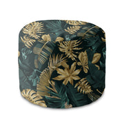 Okrúhly puf podnožka Monstera Gold Green