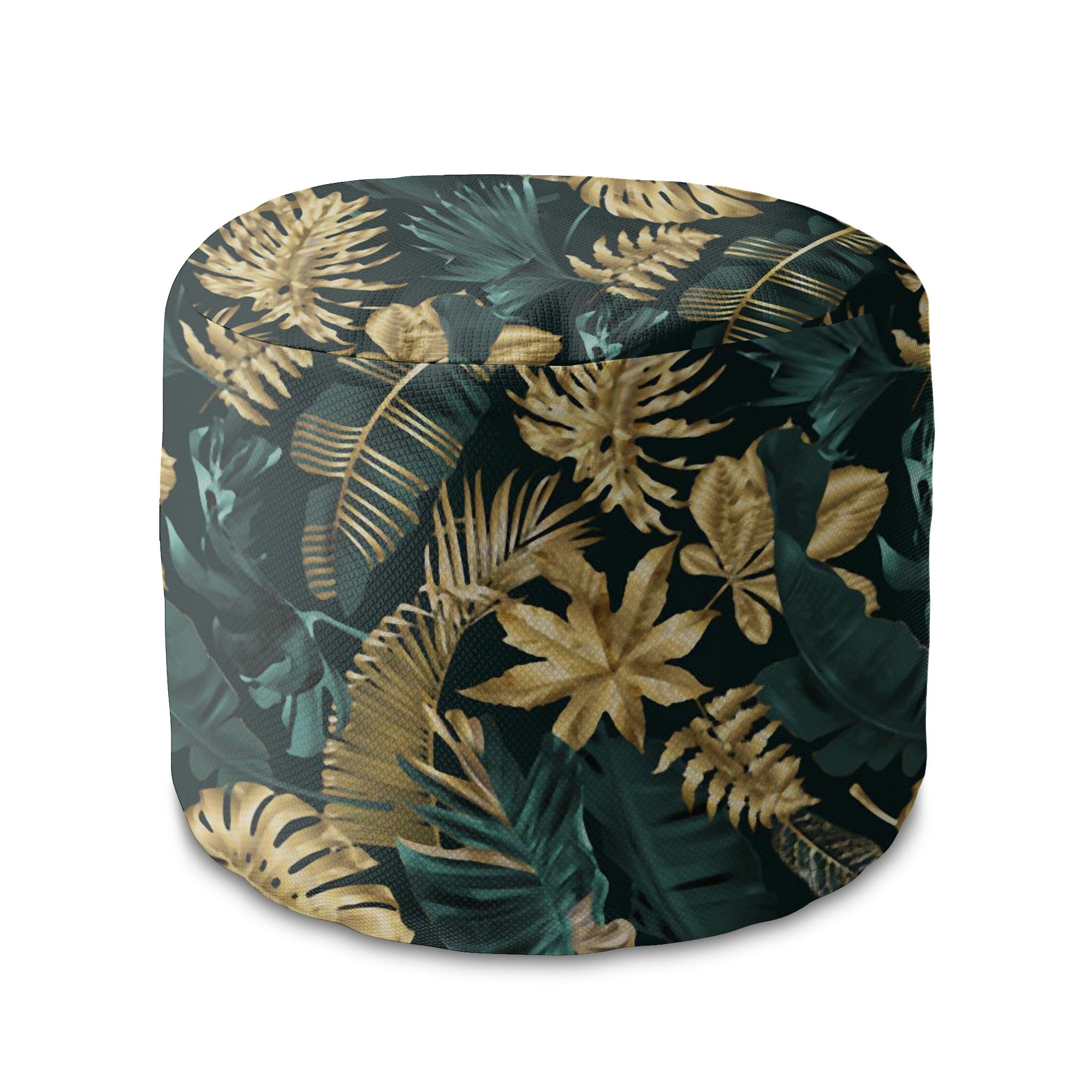 Okrúhly puf podnožka Monstera Gold Green