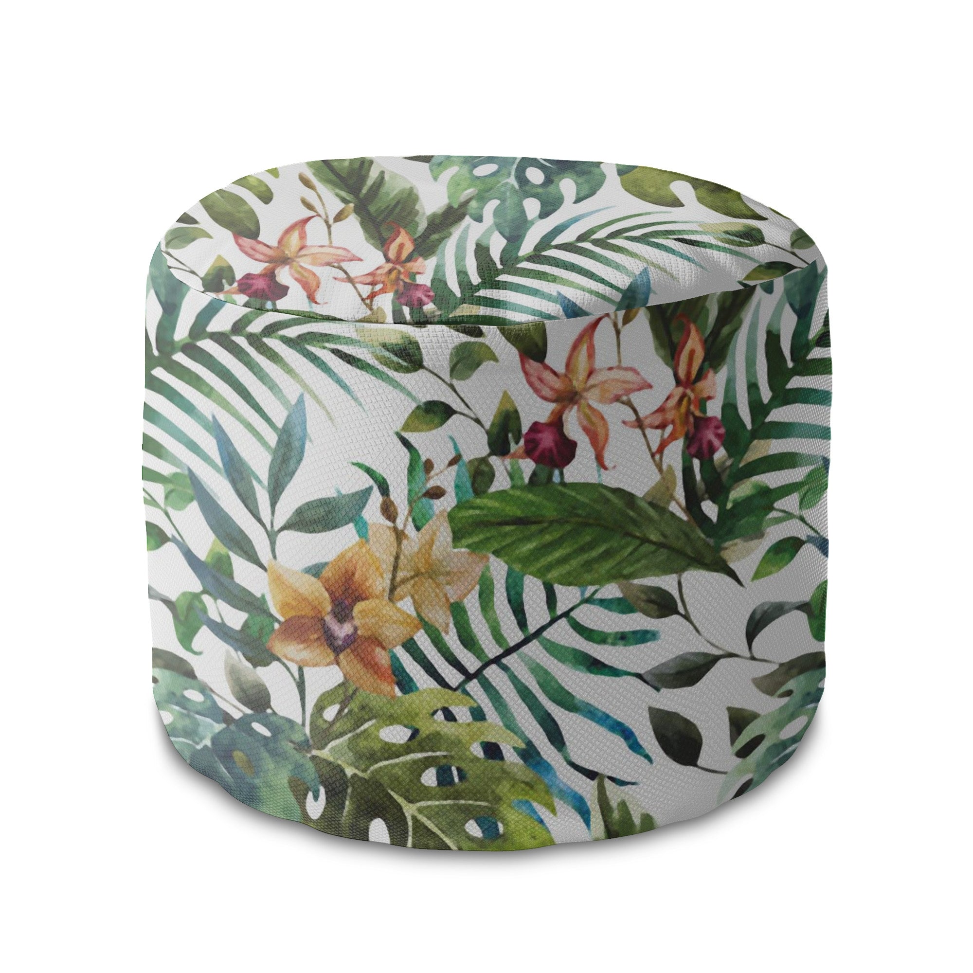Round Pouf Footrest Floral Watercolor-Panama