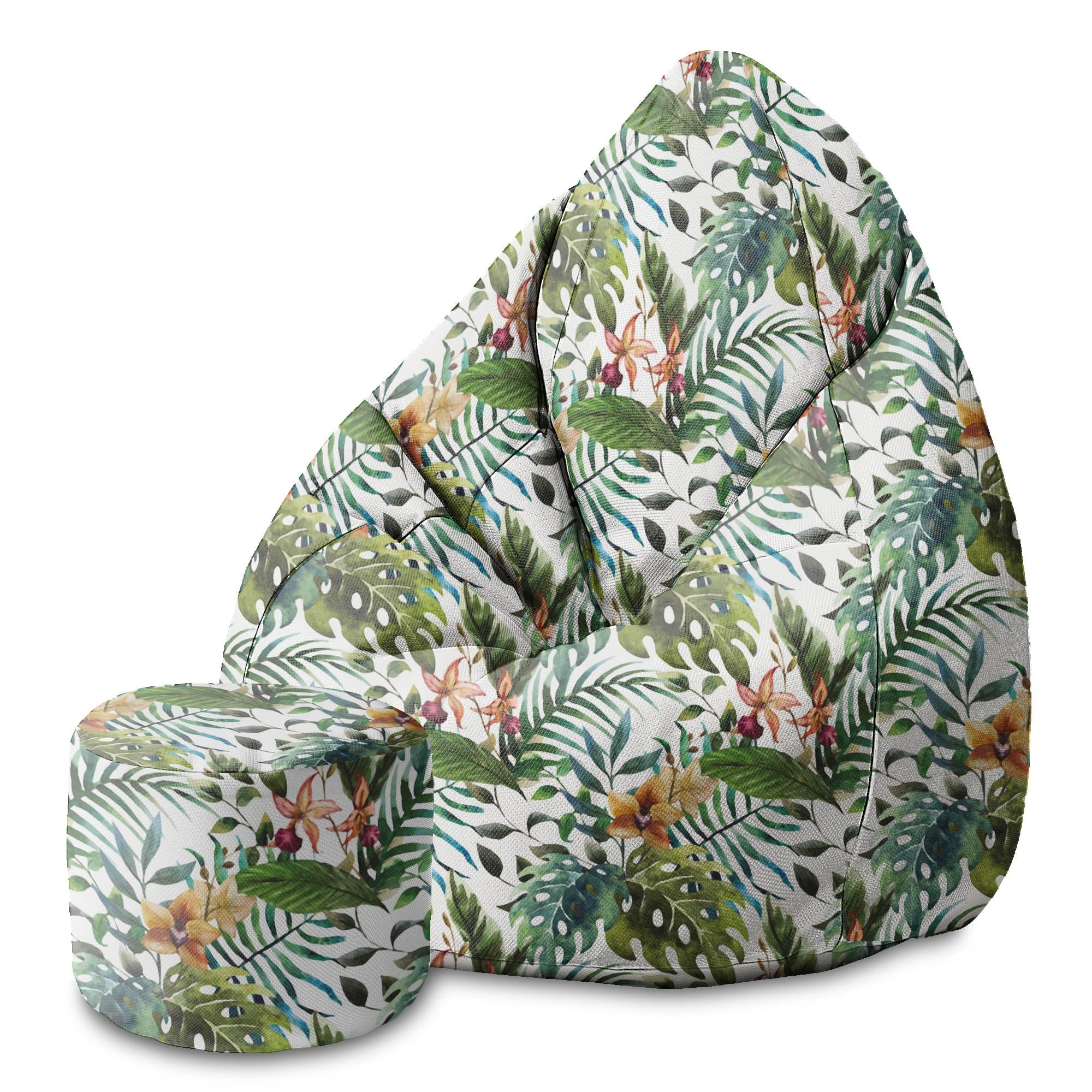 Round Pouf Footrest Floral Watercolor-Panama