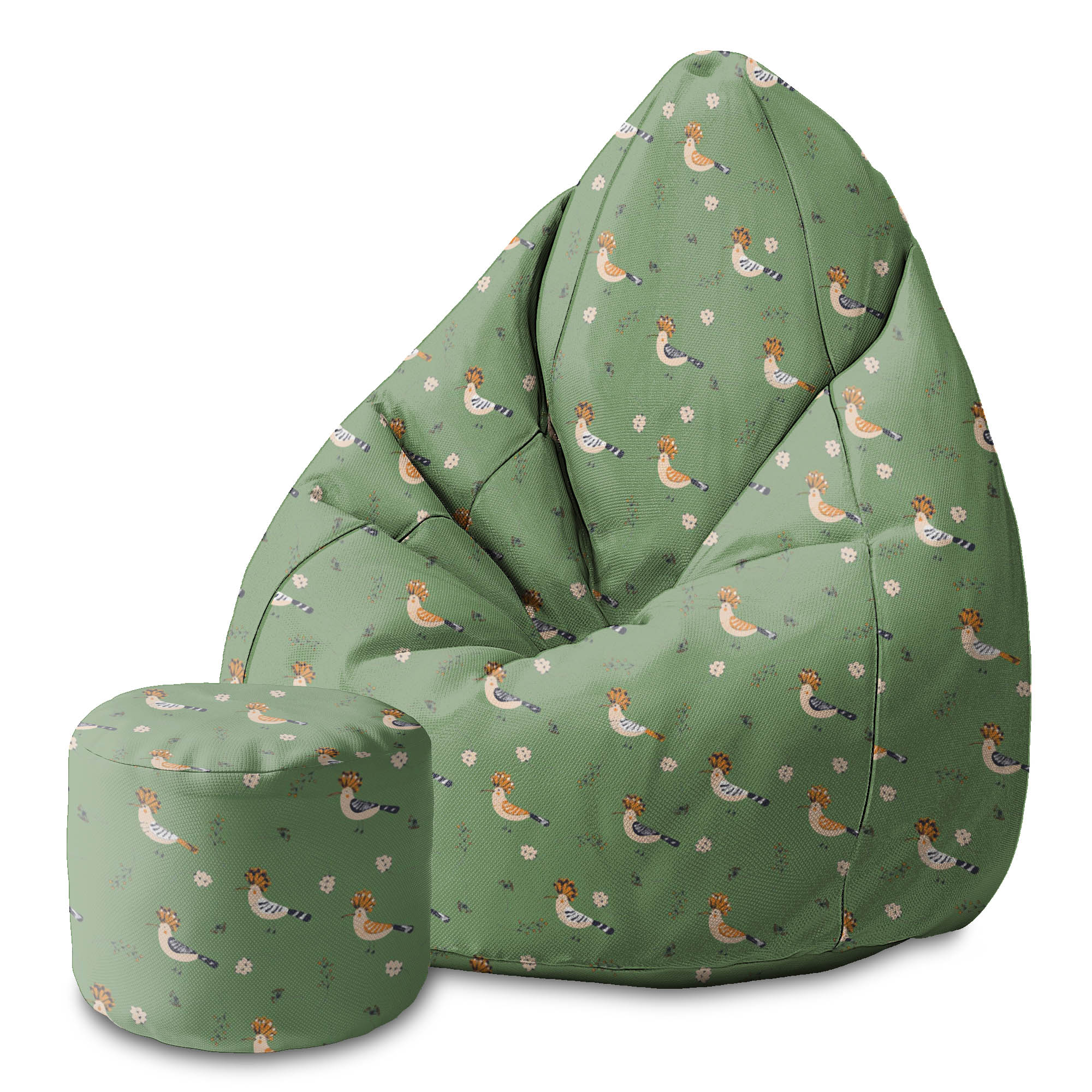 Round Pouf Footrest Birds and Berries-Oxford