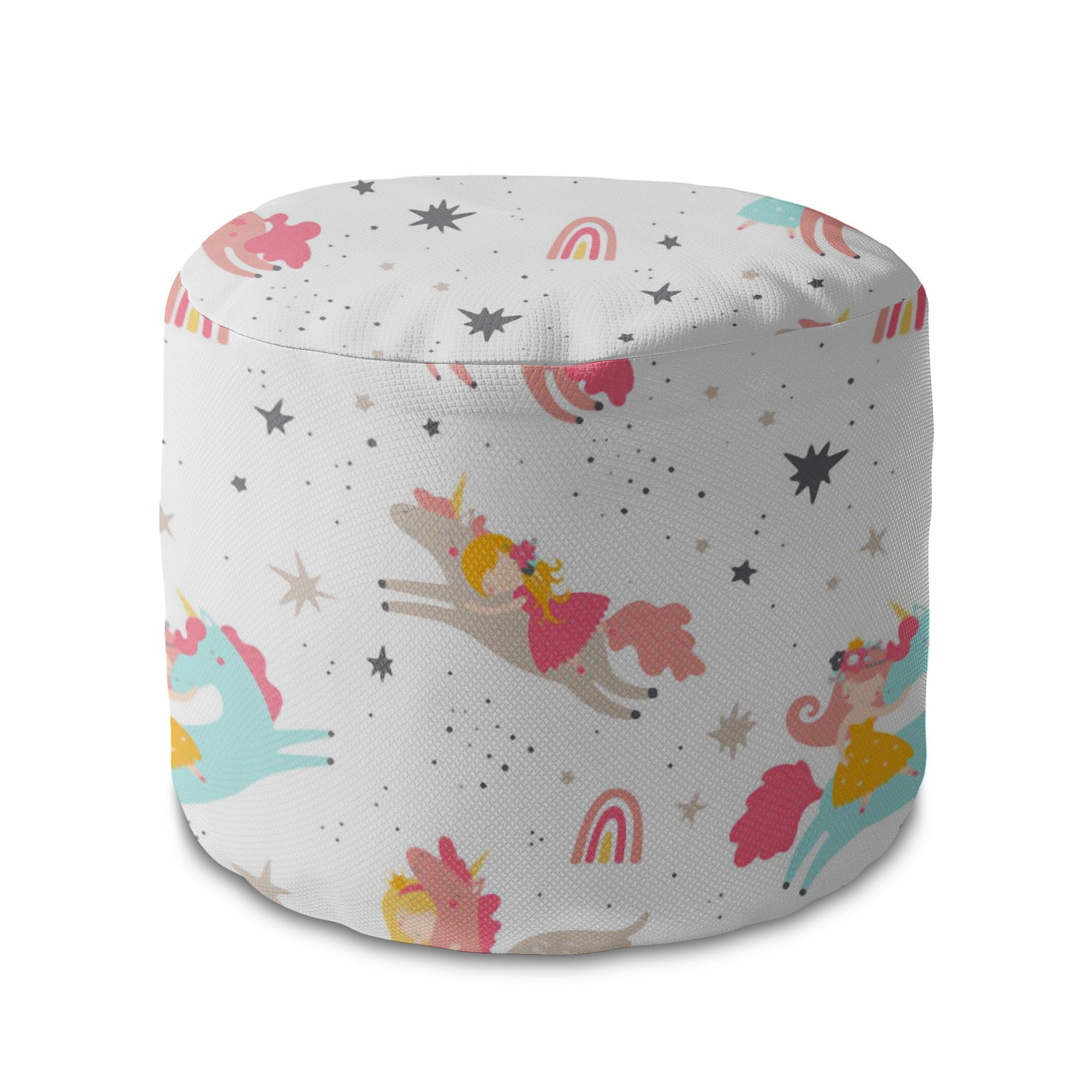 Round Pouf Footrest Unicorn Princess-Oxford