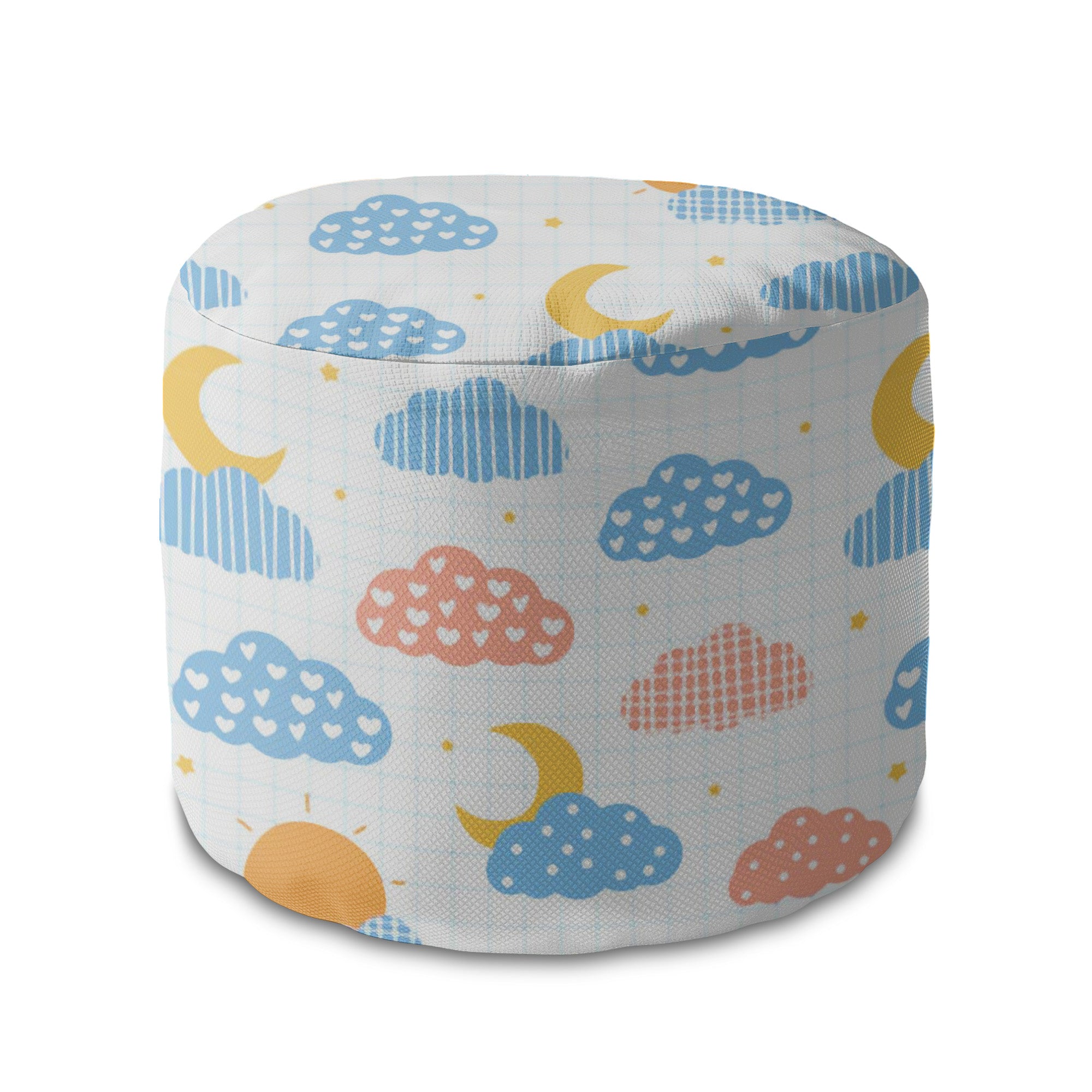 Round Pouf Footrest Cute Sky
