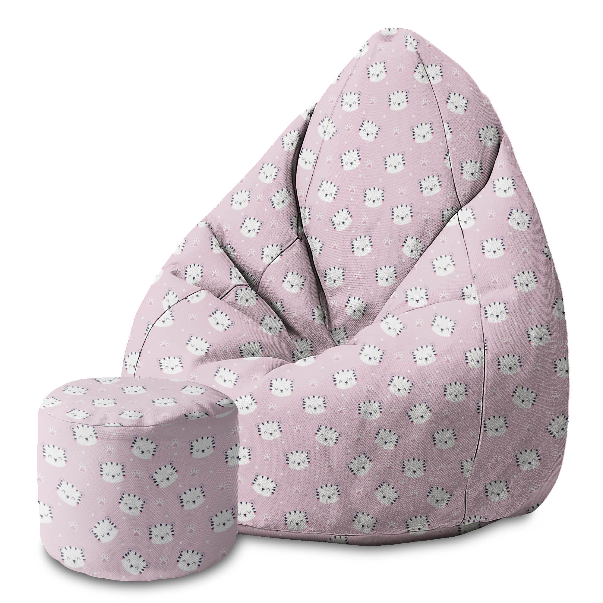 Round pouf footstool Cute Tiger Paws-Oxford