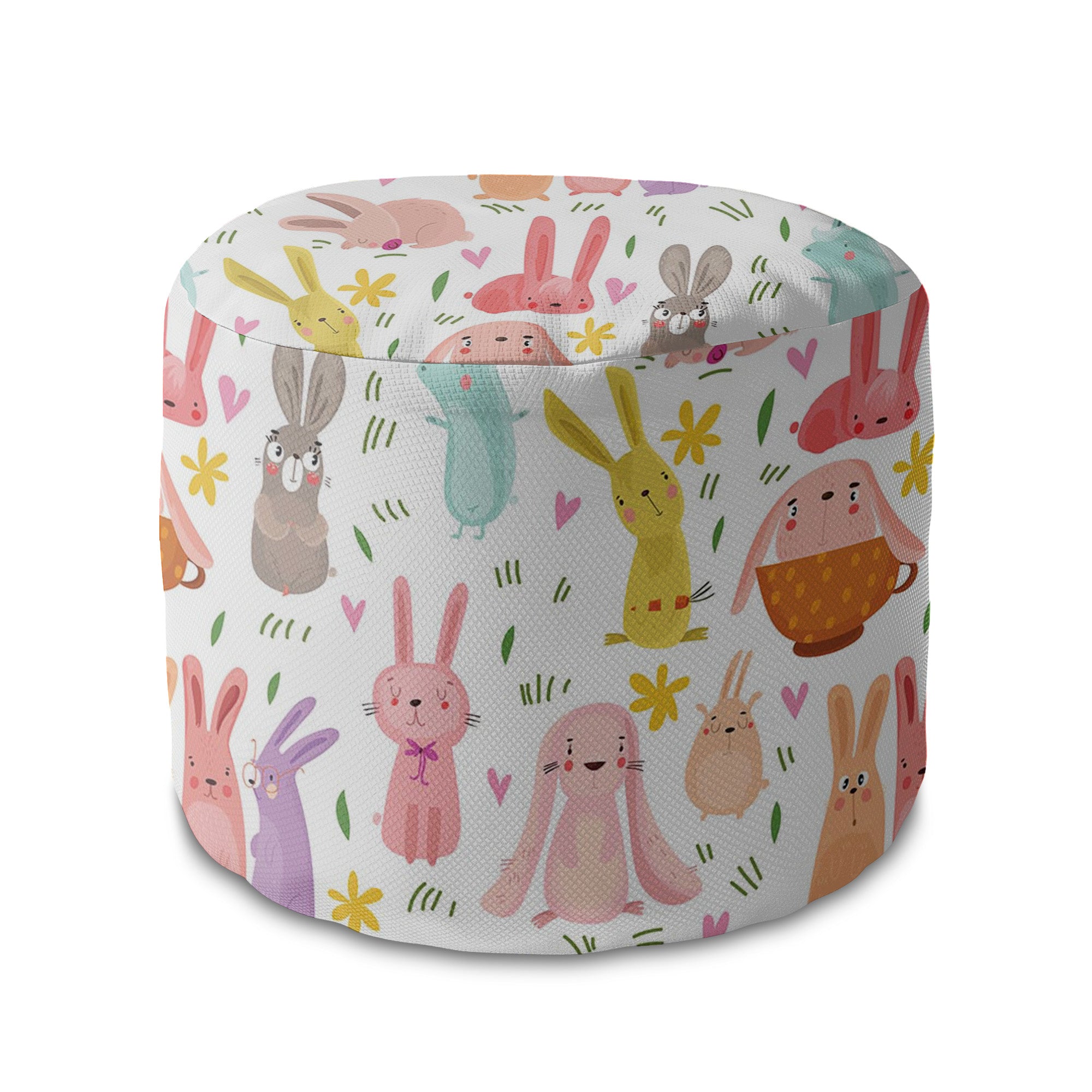Round pouf footstool Colorful Rabbits-Panama