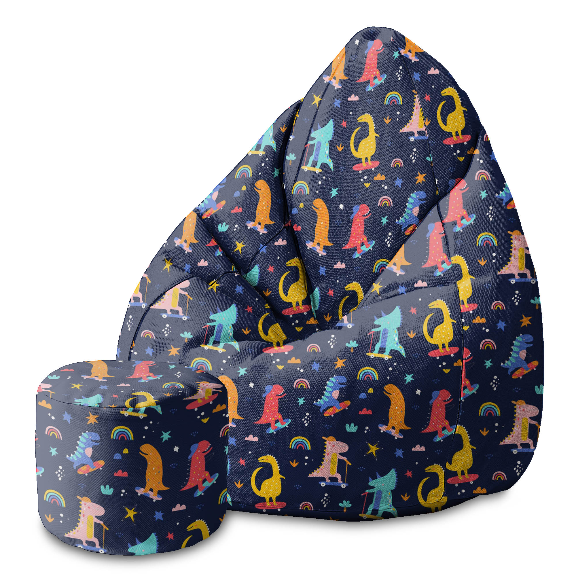 Round pouf footstool Skater Dinosaurs-Oxford