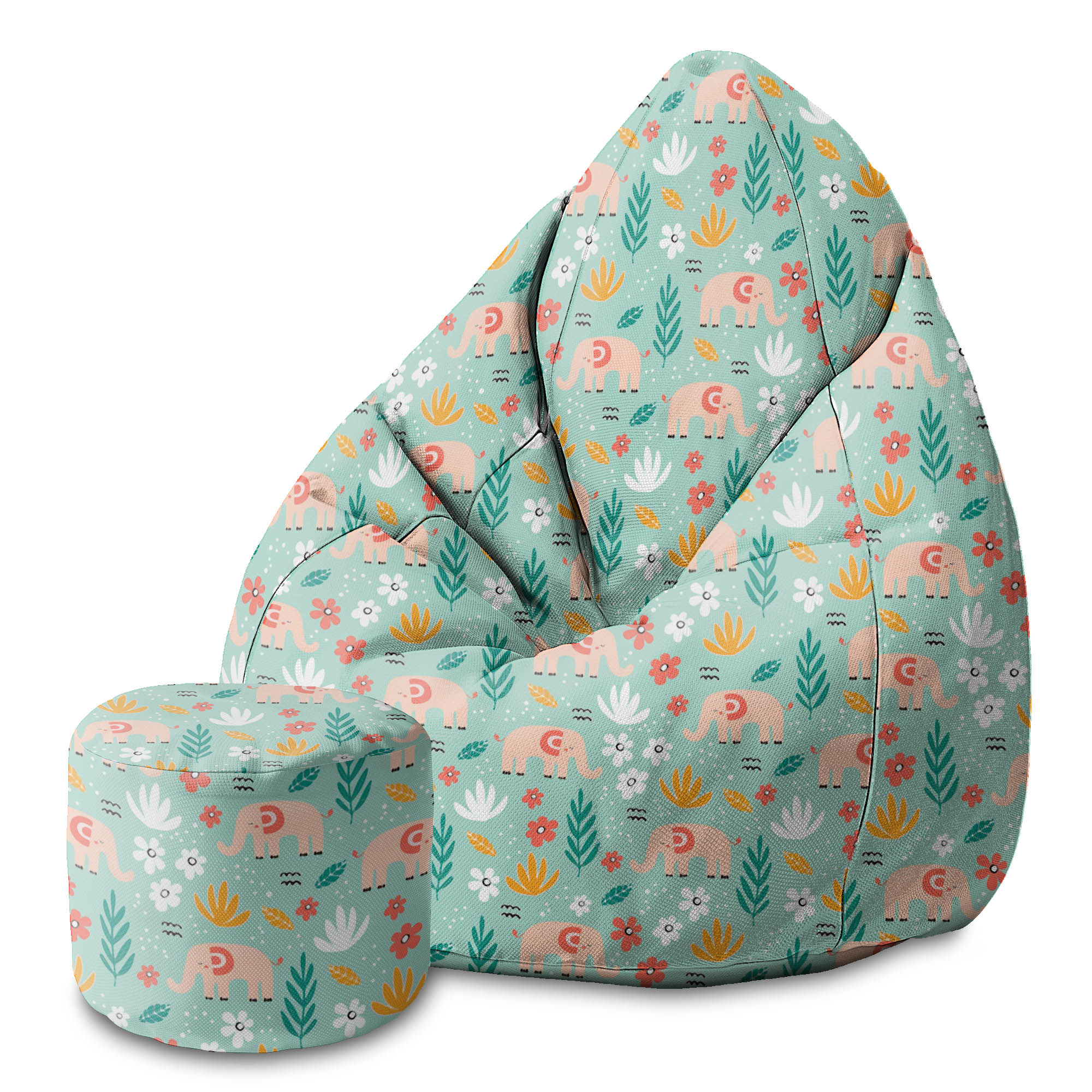 Round pouf footstool Elephant Morning-Oxford