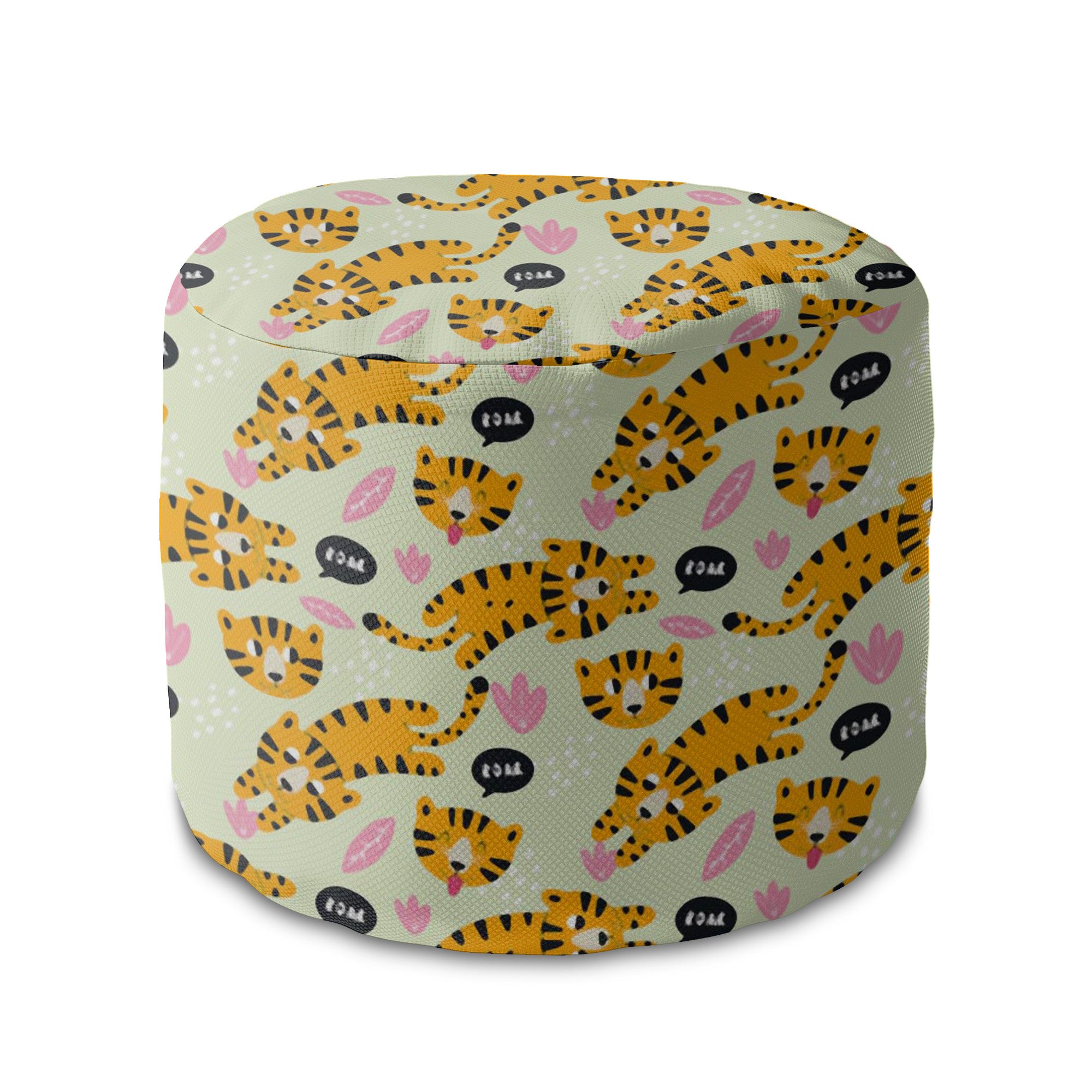 Round pouf footstool Tiger Roar-Oxford