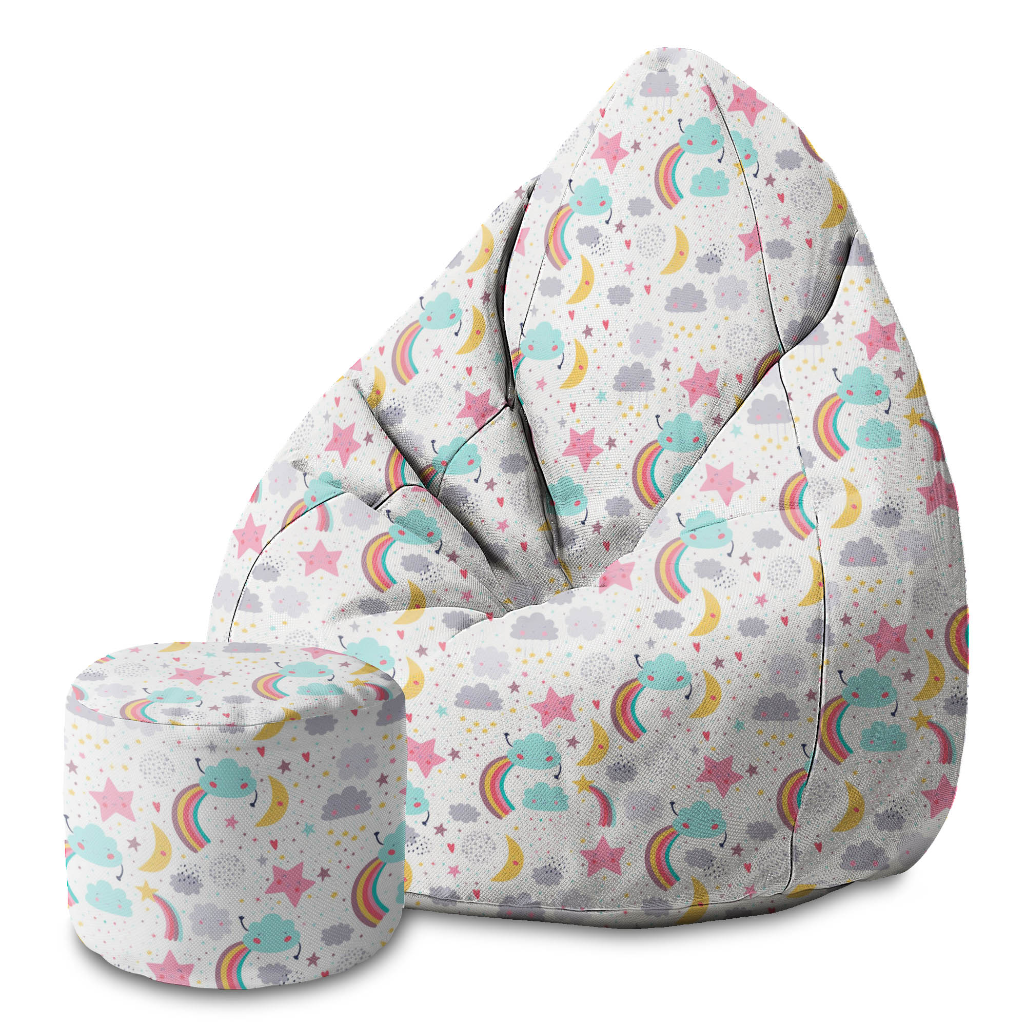 Round pouf footstool Happy Sky