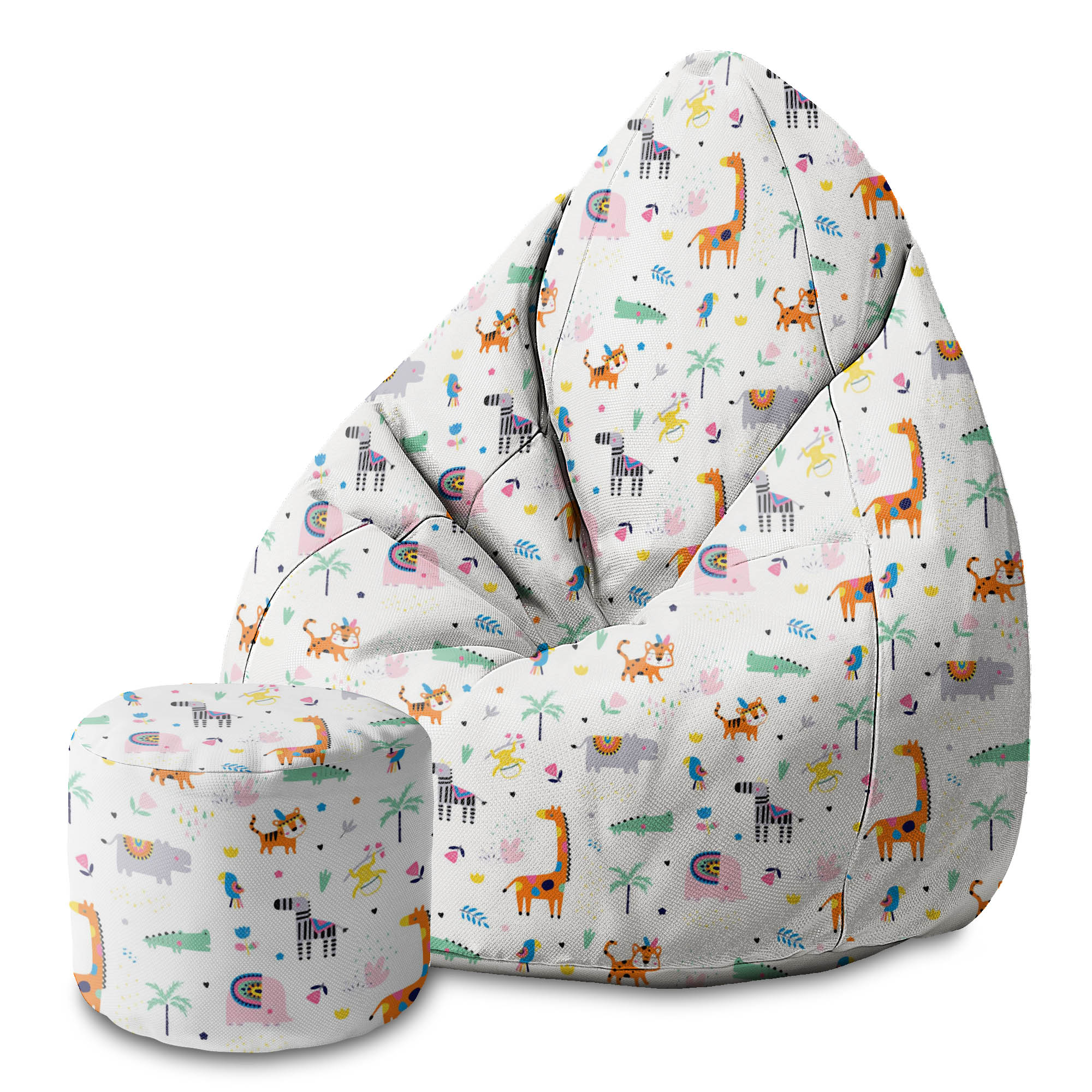 Round pouf footstool Happy Zoo-Oxford