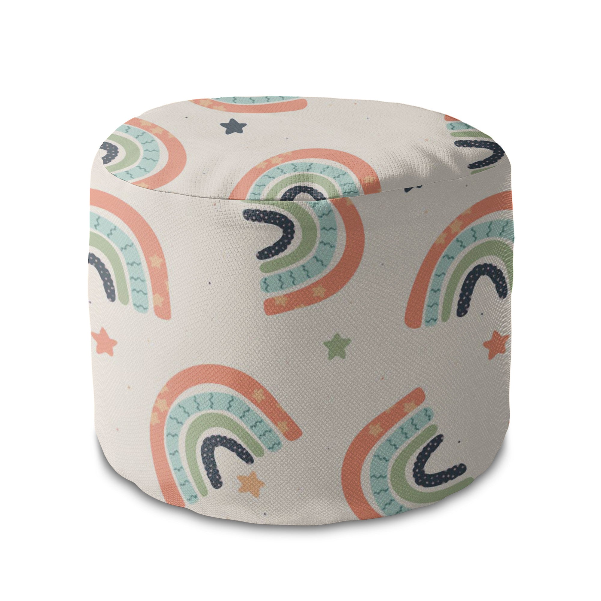 Round pouf footstool Boho Rainbow with Stars-Panama