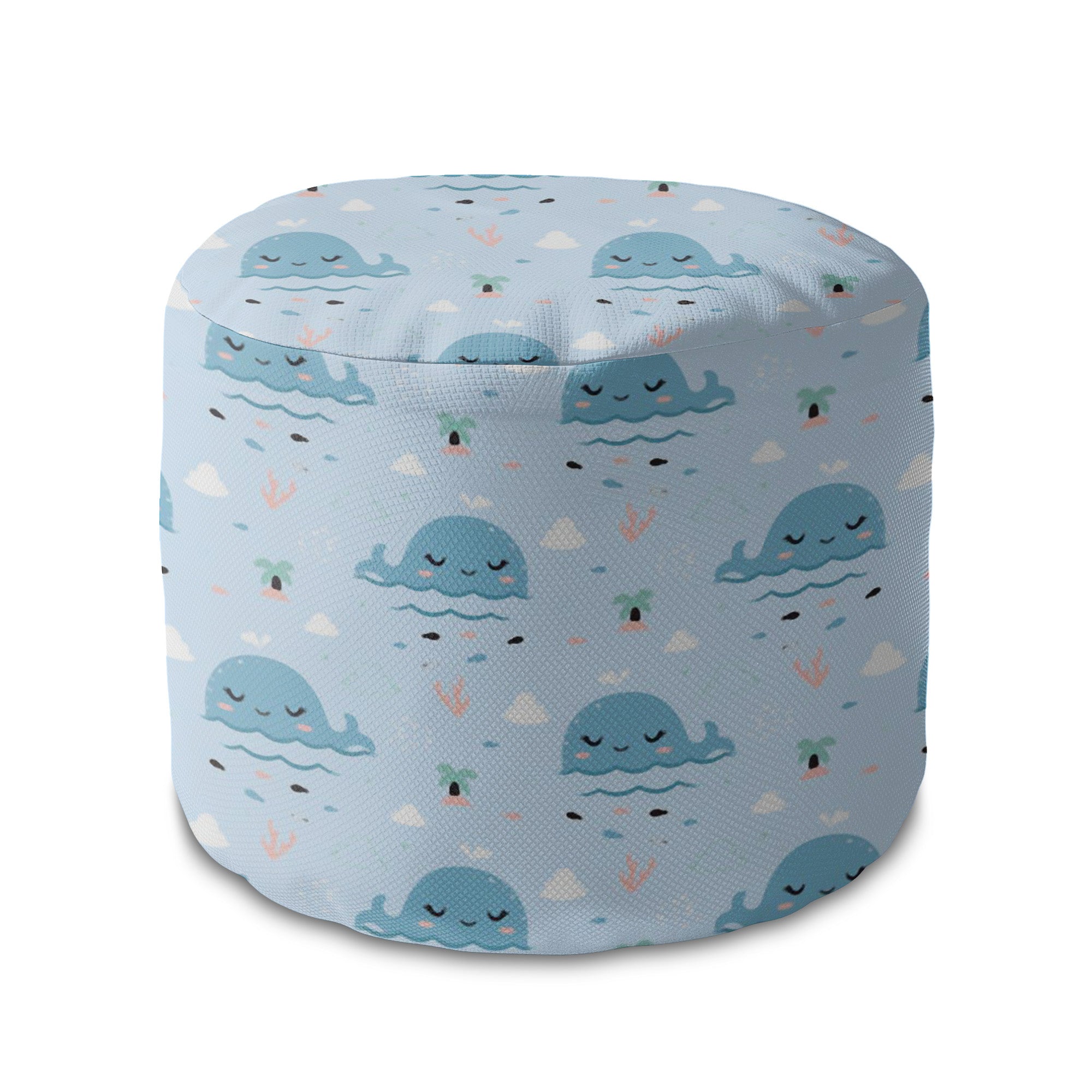 Round pouf footstool Happy Whale-Panama