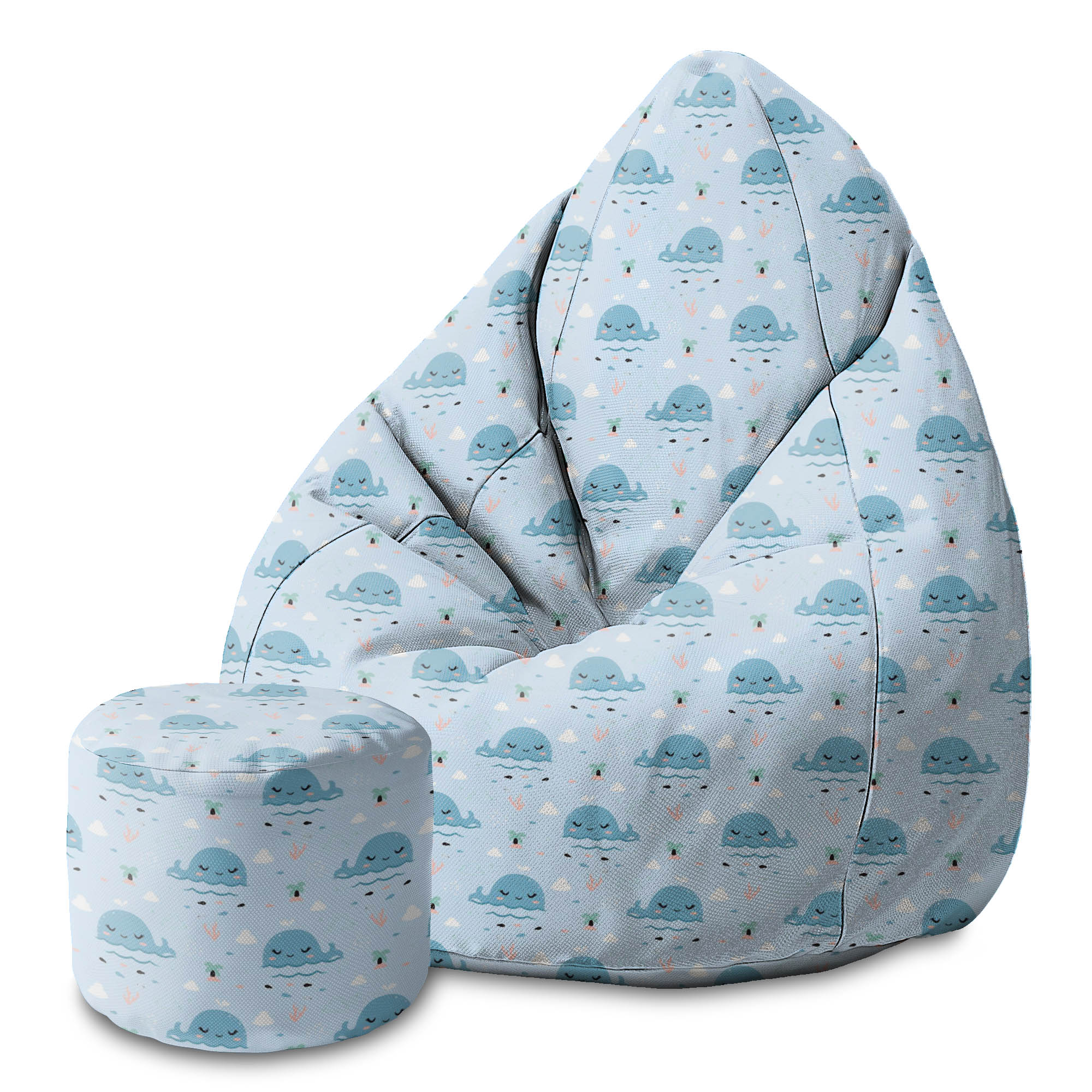Round pouf footstool Happy Whale-Panama