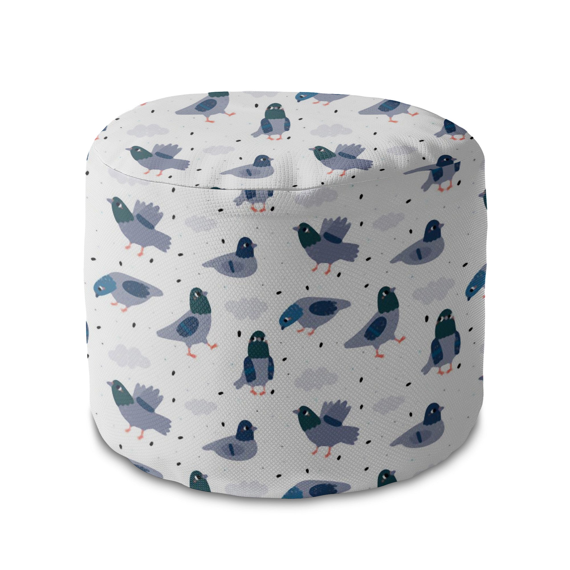 Round pouf footstool Doves