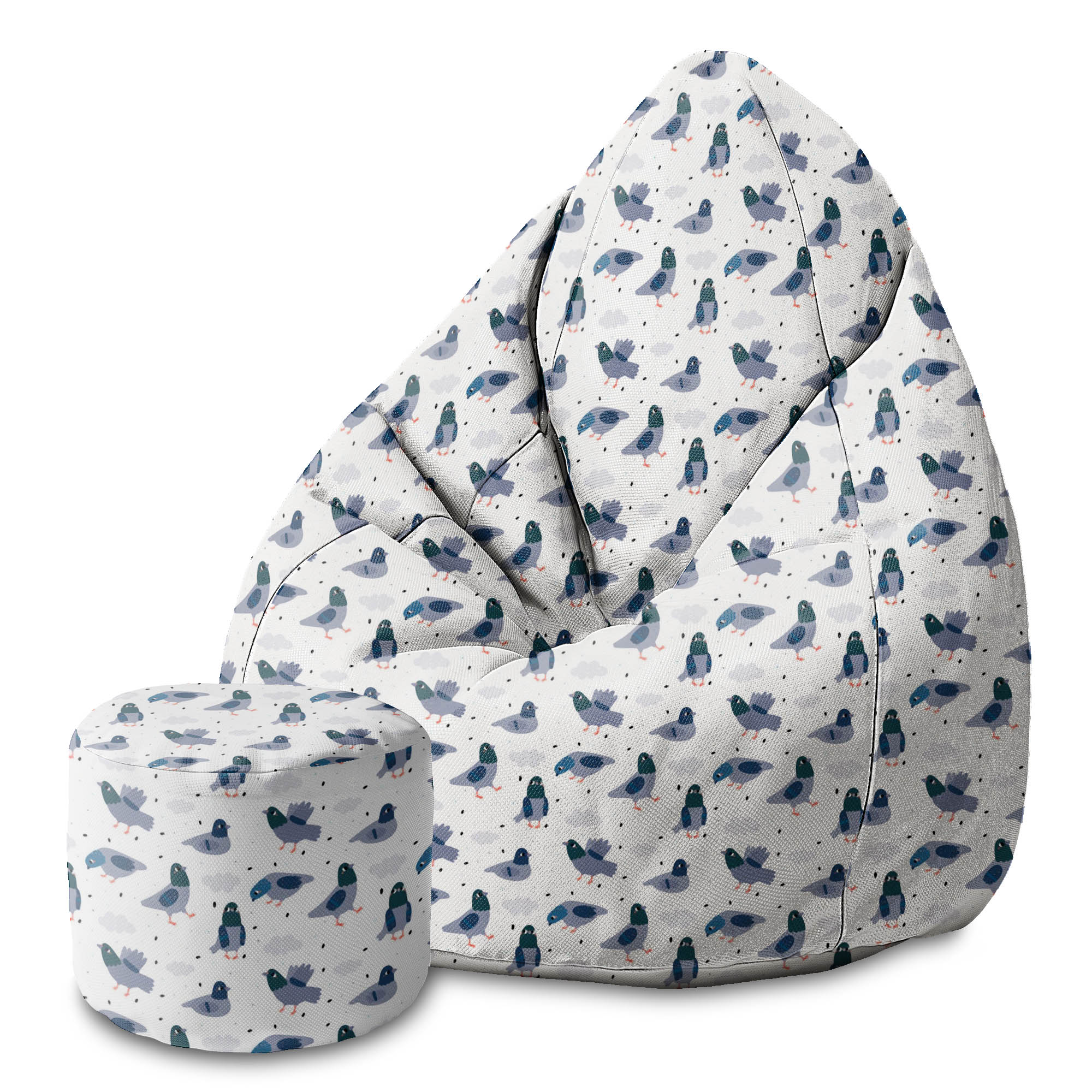 Round pouf footstool Doves-Oxford