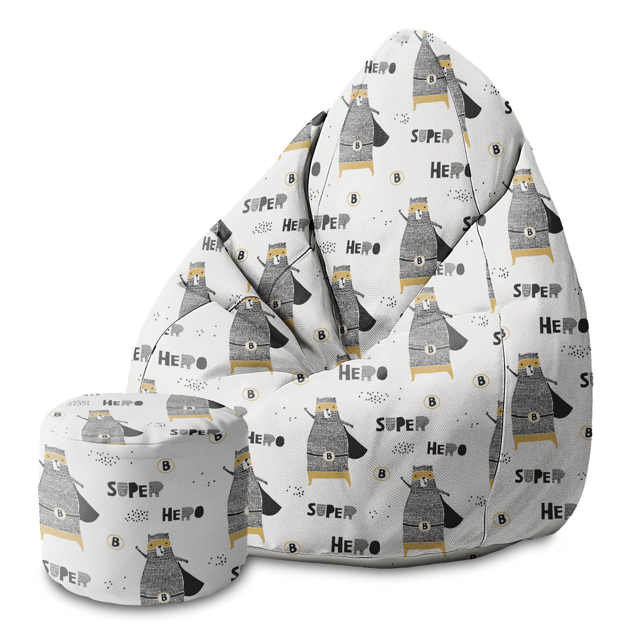 Round pouf footstool Superhero Bear-Oxford