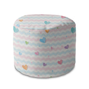 Round pouf footstool Pastel Hearts-Panama