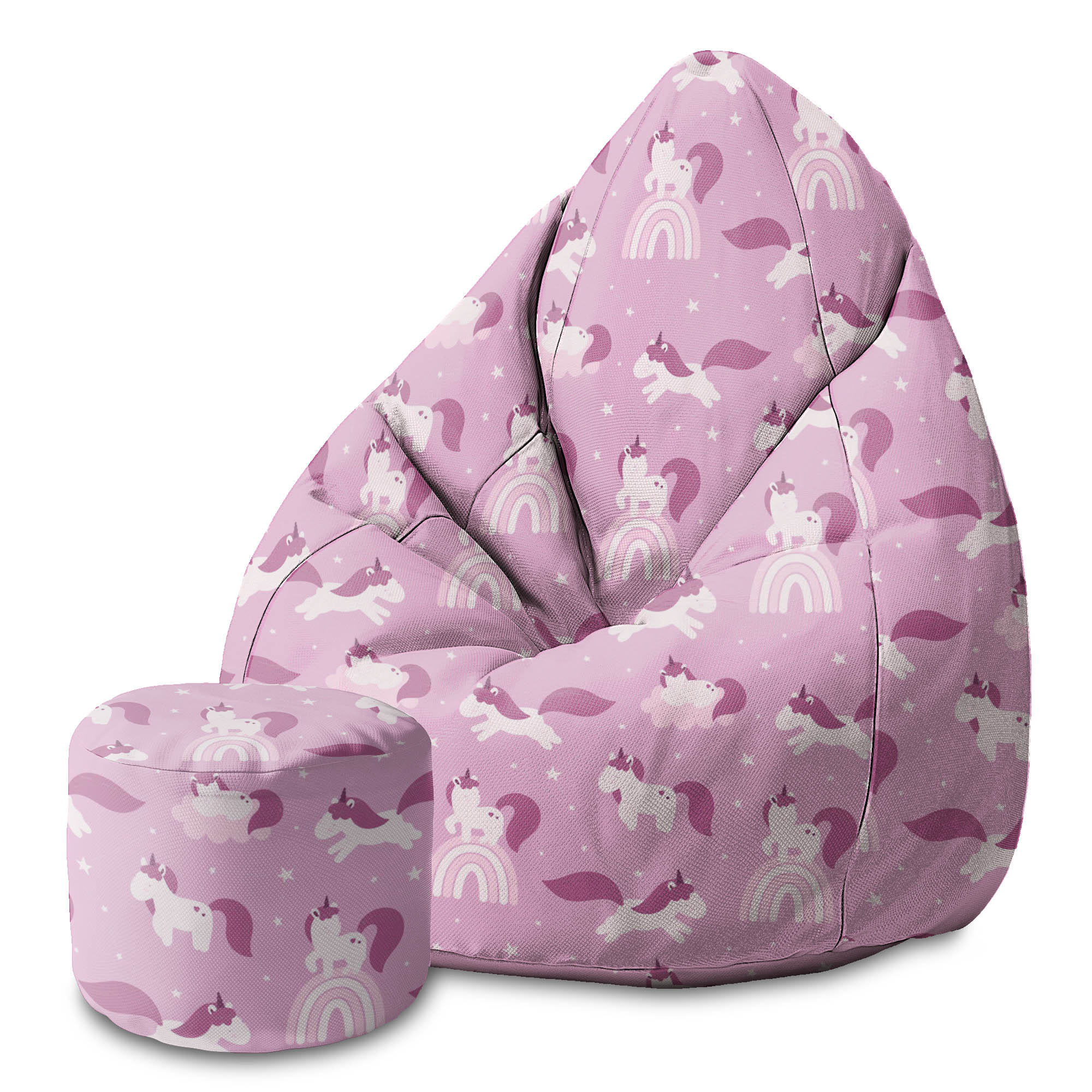 Round pouf footstool Unicorns and Clouds-Panama