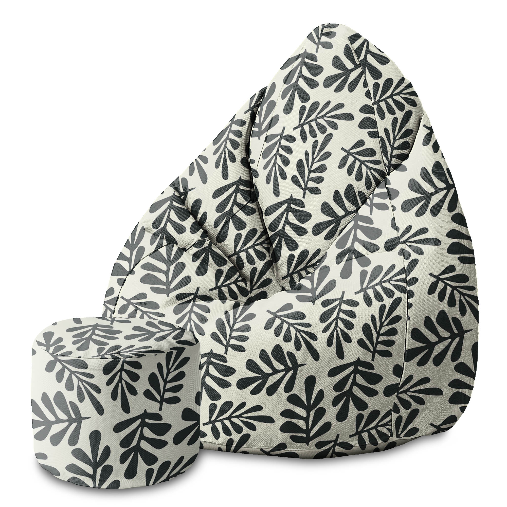 Round Pouf Footstool Artistic Abstract Leaves-Oxford