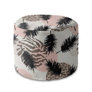 Round Pouf Footstool Animal and Tropical Geometric
