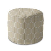 Round Pouf Footstool Hexagonal Gold-Oxford