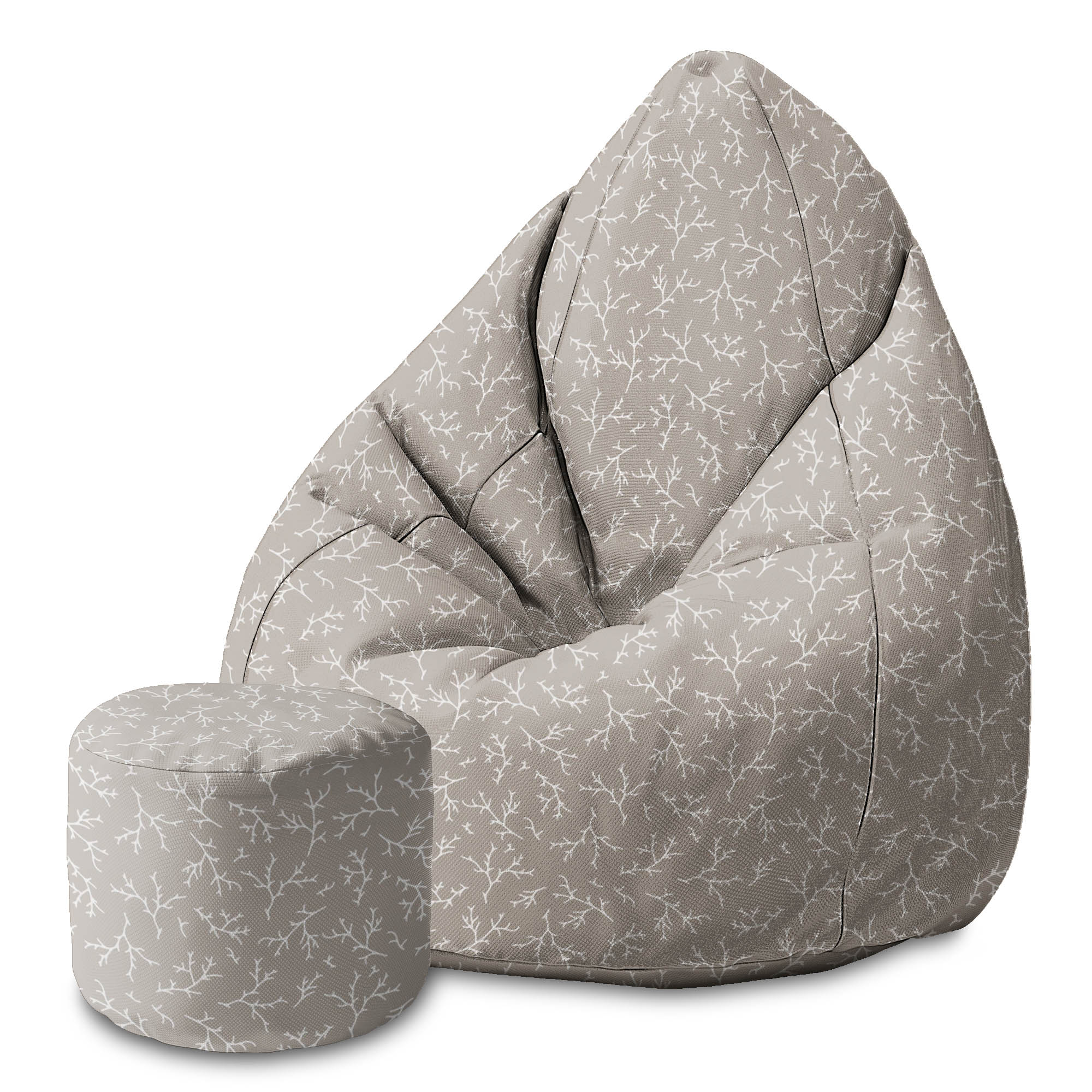 Round Pouf Footstool Autumn Branches-Panama