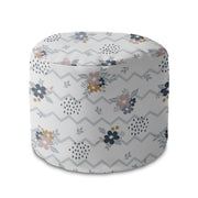 Round Pouf Footstool Chevron and Flowers-Oxford
