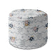 Round Pouf Footstool Chevron and Flowers-Panama