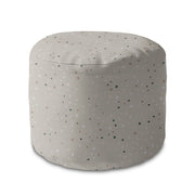 Round Pouf Footstool Beige Print with Dots-Panama