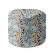 Round Pouf Footstool Handdrawn Flowers-Oxford