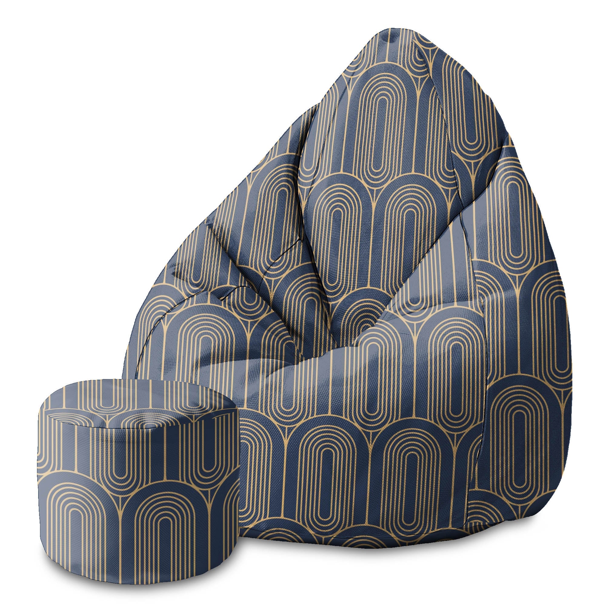 Round Pouf Footstool Deco Pattern-Panama