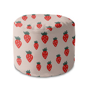 Round Pouf Footstool Strawberry Jam