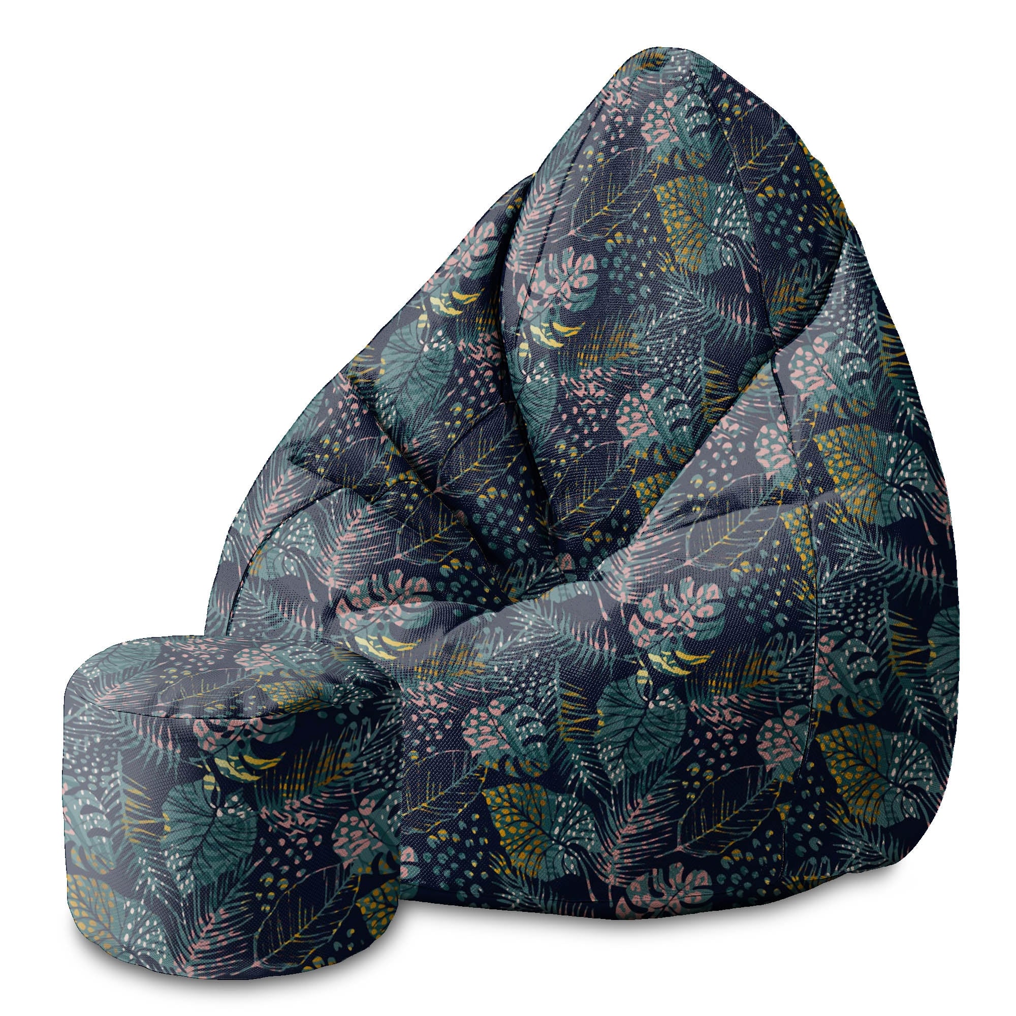 Round Pouf Footstool Animal Textures Plants-Oxford