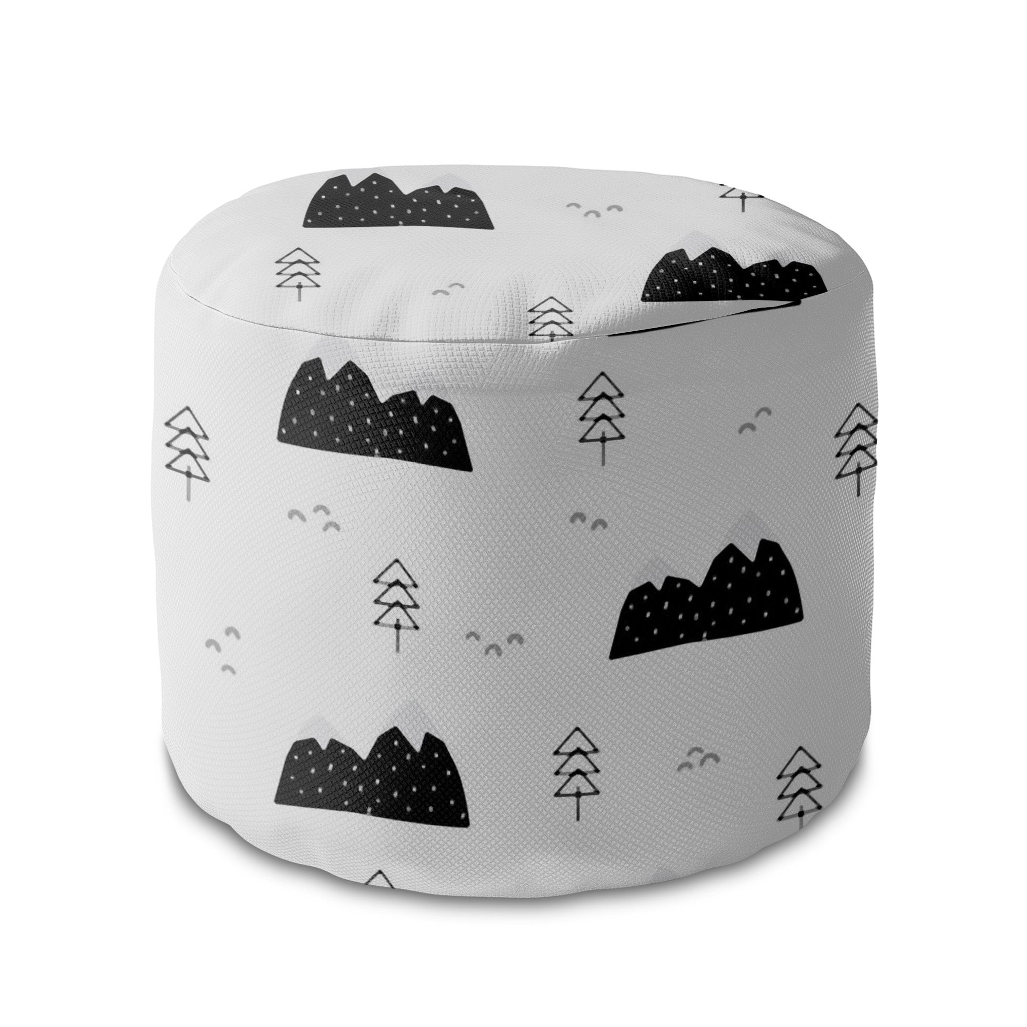 Round Pouf Footrest Scandi Mountains-Panama