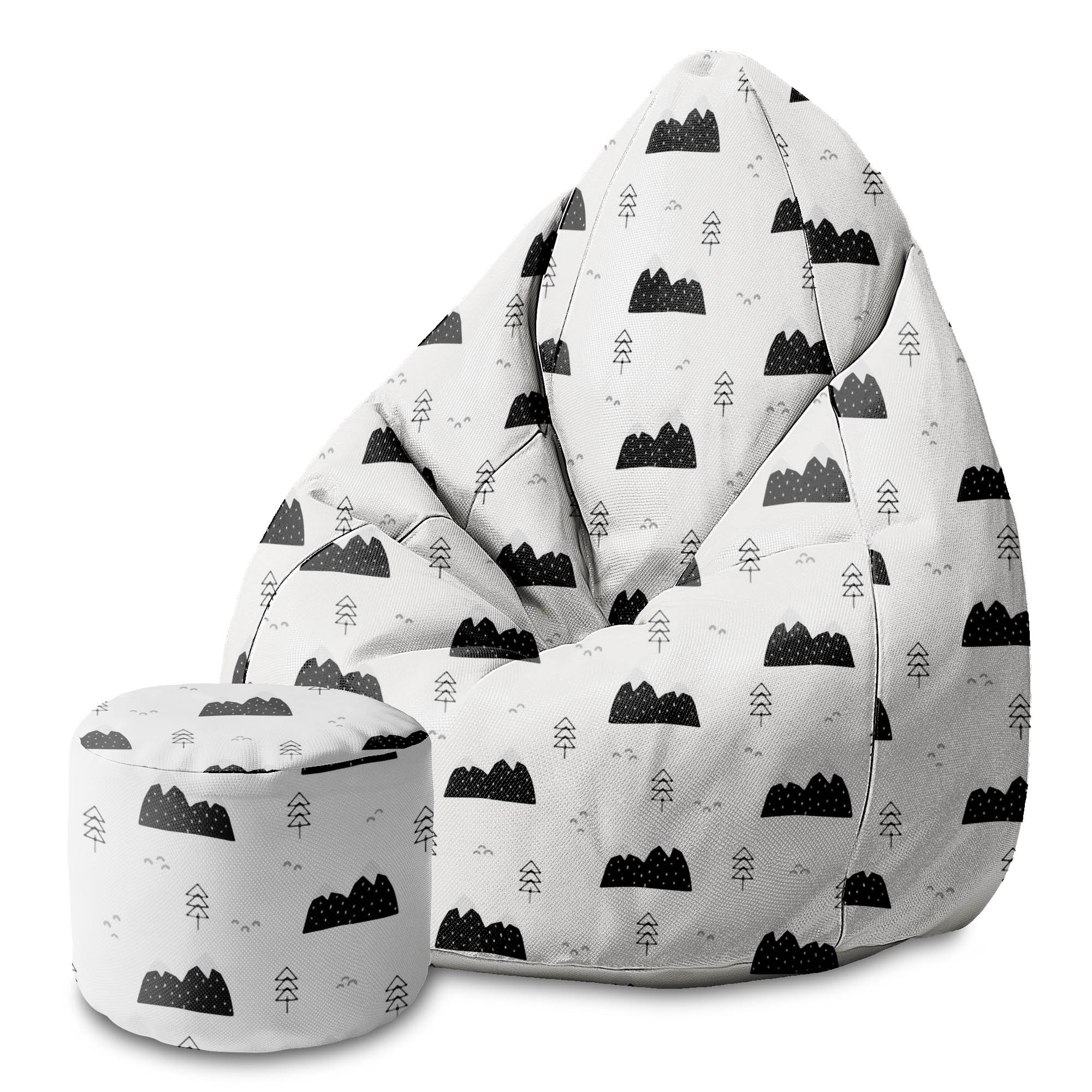 Round Pouf Footrest Scandi Mountains-Panama