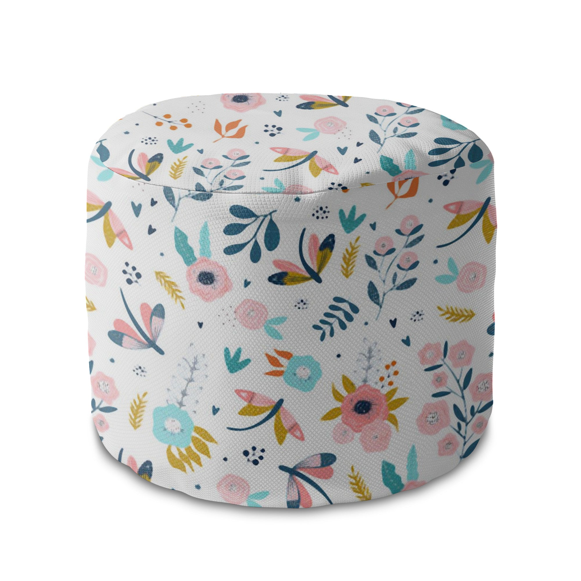 Round Pouf Footrest Living in the Flowers
