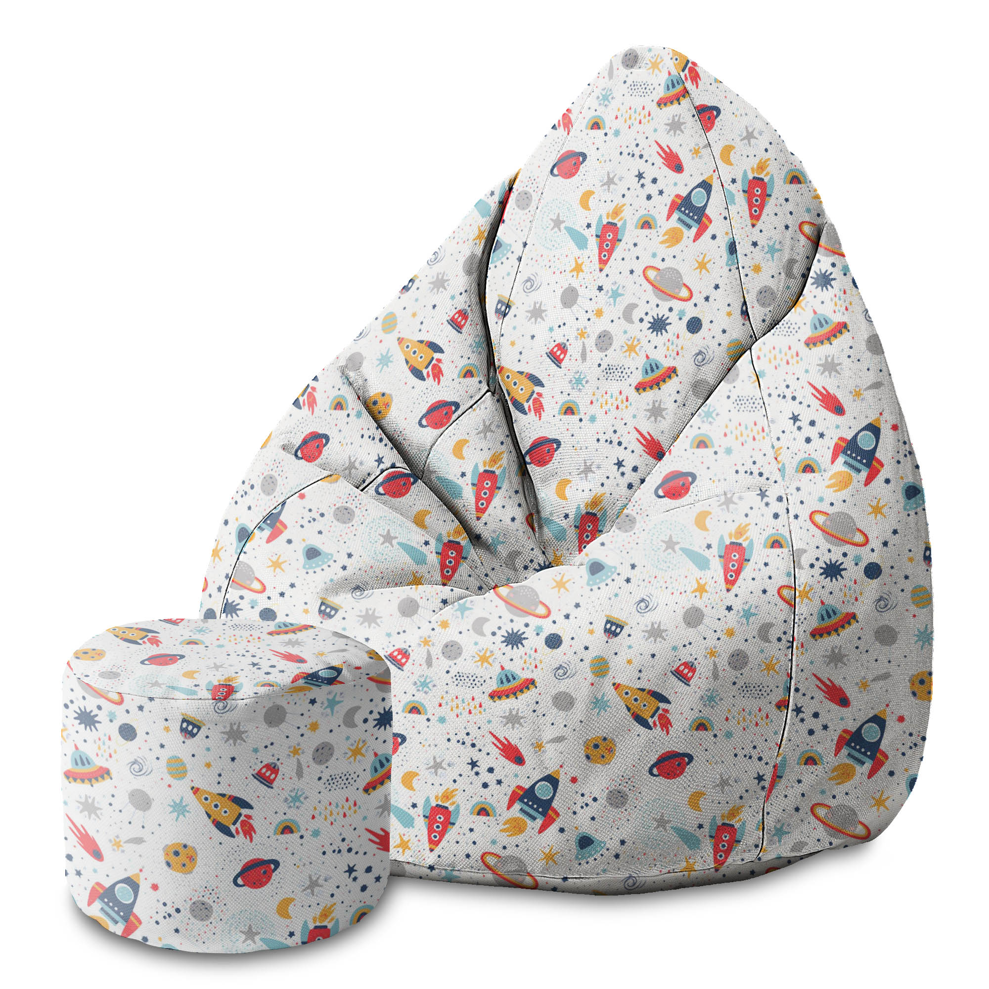 Round Pouf Footrest It's Fun in the Space-Oxford