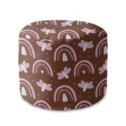 Round Pouf Footrest Butterflies and Rainbows